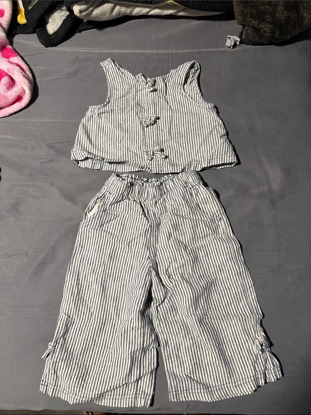 Old Navy toddler Blue & White Striped Tank Top with Wide Leg Pants